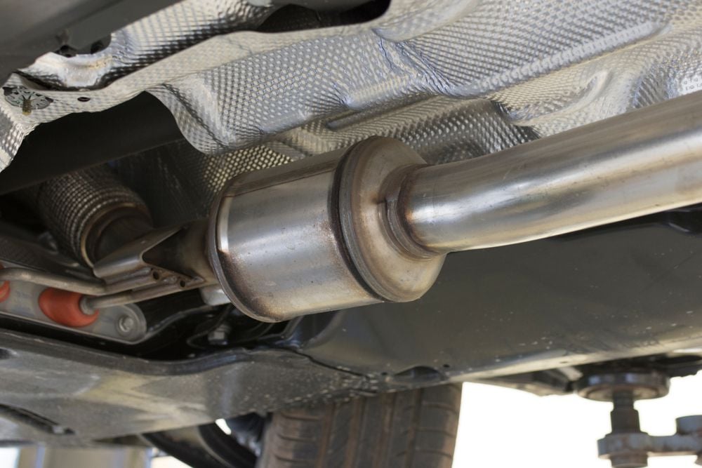 Cylindrical Catalytic Converter Located On Underside Of Vehicle